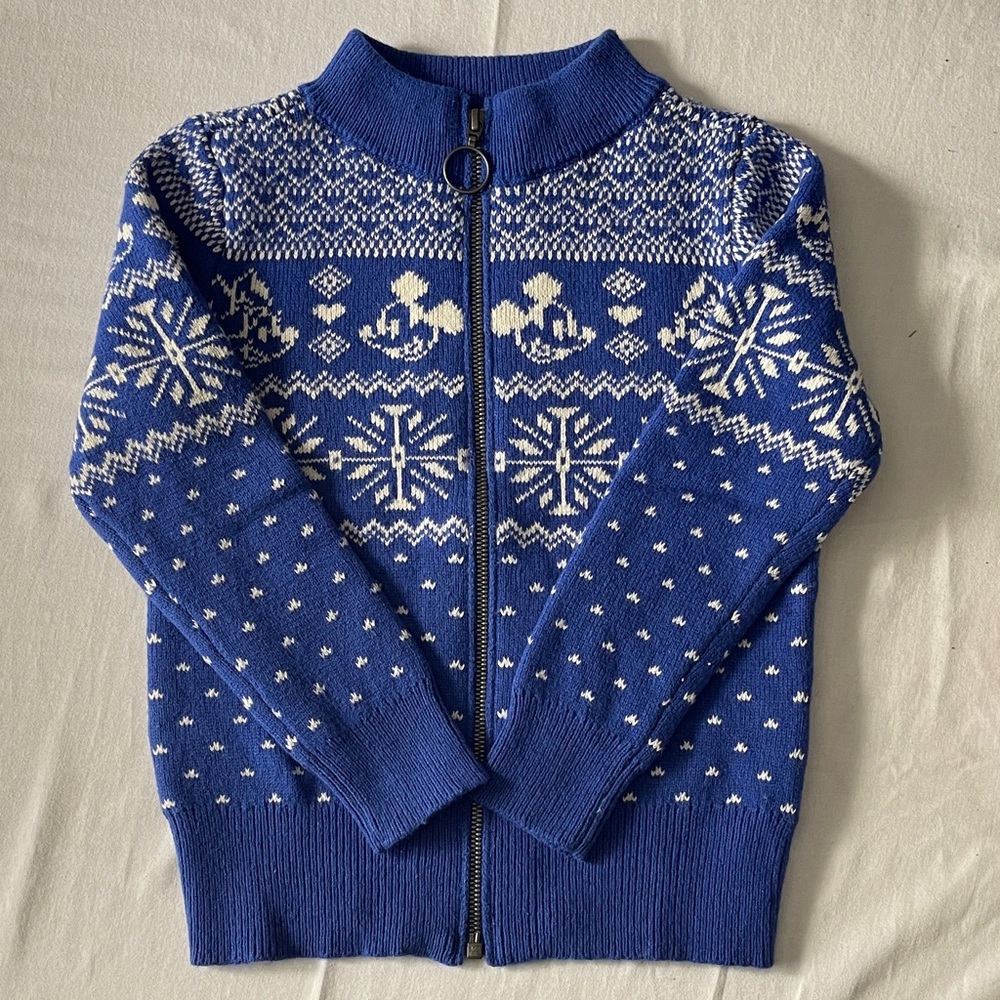 GAP Blue and White Fair Isle Zip Cardigan